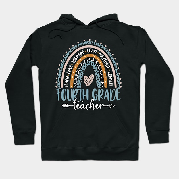 Fourth Grade Rainbow Girls Boys Teacher Team 4th Grade Squad Hoodie by KRMOSH